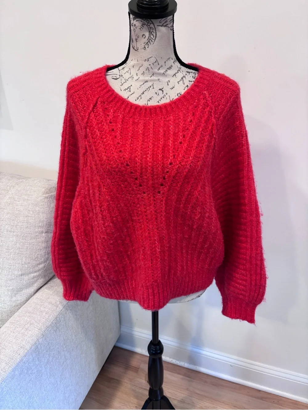 FREE PEOPLE Carter Pullover Sweater In Red Hot size small